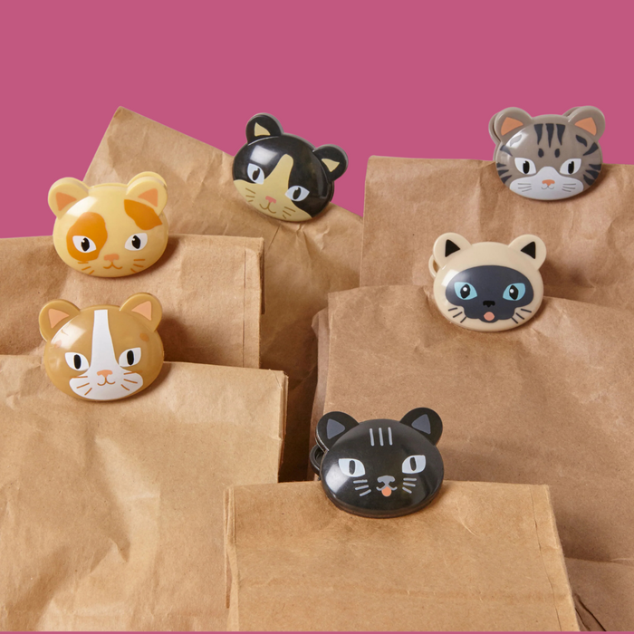 Kikkerland Cat Bag Clips 6 Pack