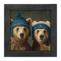 Knitted Blue Hat Bears - Framed Art