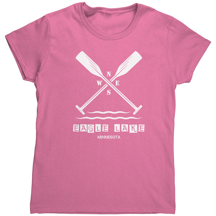 LADIES Eagle Lake MN Paddles Tee, WHT Art