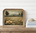 Landscape Arch Frame Pumpkin Field Autumn | Wood & Canvas