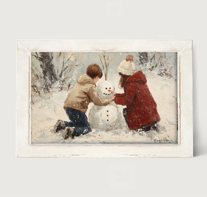 Making a Snowman - Framed Art
