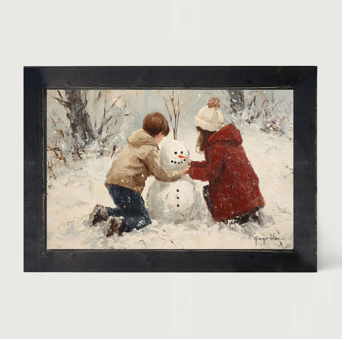 Making a Snowman - Framed Art