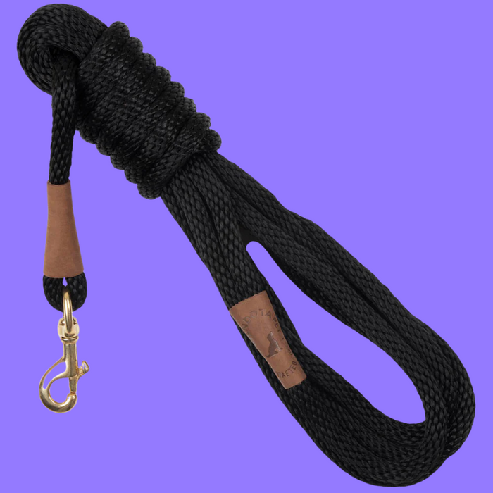 Mendota Long Small Snap Leash 3/8" Black 15'