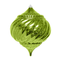 Light Green Mercury Onion Ornament featuring a ribbed onion shape, mottled mercury finish, pointed drop, and silver hanging cap.
