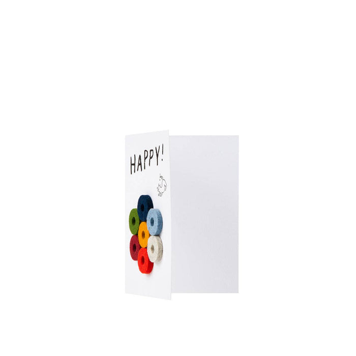 Merino Wool Felt Wine Marker "Happy!" Note Card - Nested Designs