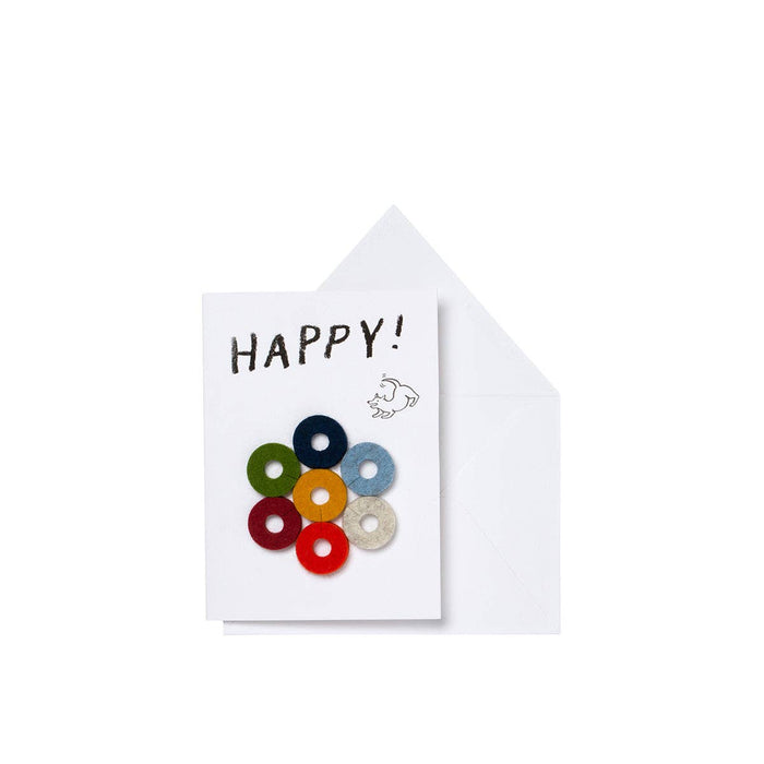 Merino Wool Felt Wine Marker "Happy!" Note Card - Nested Designs