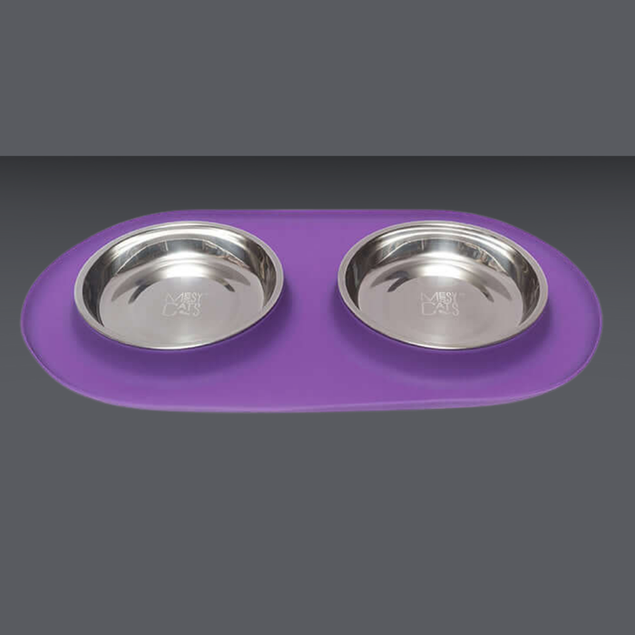 Messy Cats Double Feeder Purple