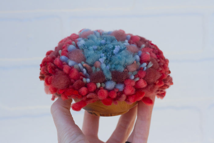 Midi Fluff Puff | Blue + Red
