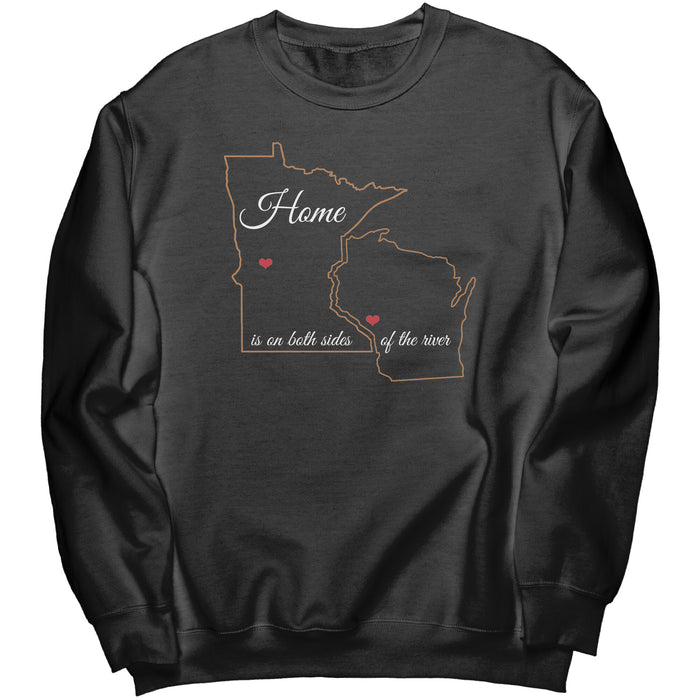 Midwest MN WI River Home Unisex Crew, Copper Outline