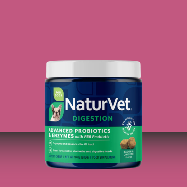 NaturVet Advanced Probiotics & Enzymes Soft Chews Jar 120 Pack