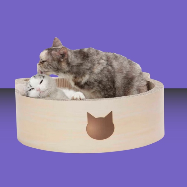 Necoichi Cat Head Shaped Scratcher Bed Birch