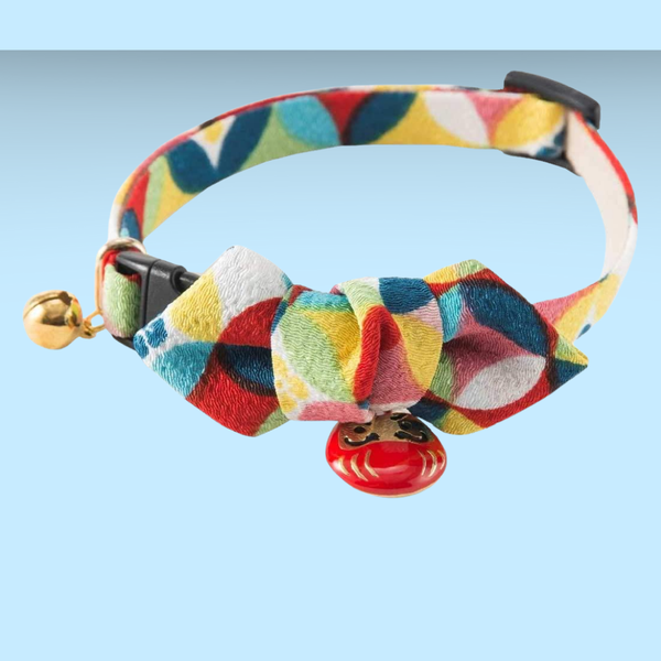 Necoichi Daruma Charm Bow Tie Cat Collar Red