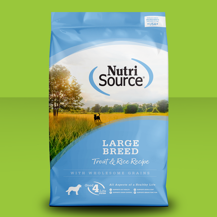 Nutrisource Large Breed Adult Trout & Rice 26#