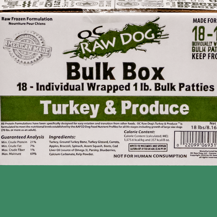 OC Raw Turkey Bulk 18#