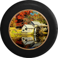 Old Mill Water Wheel in the Country Jeep Camper Spare Tire Cover BLACK-CUSTOM SIZE/COLOR/INK- R317 - TireCoverPro