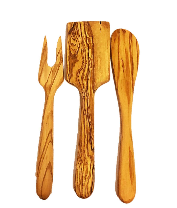 Olive Wood Cheese Utensil Set of 3 - Nested Designs