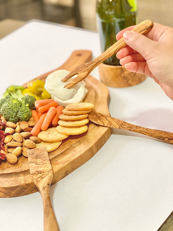 Olive Wood Cheese Utensil Set of 3 - Nested Designs