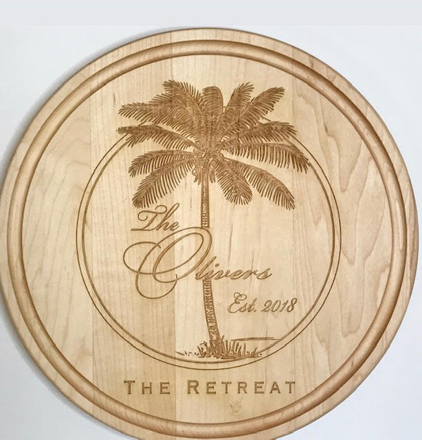 Oliver Beach Palm Round Wooden Charcuterie Board