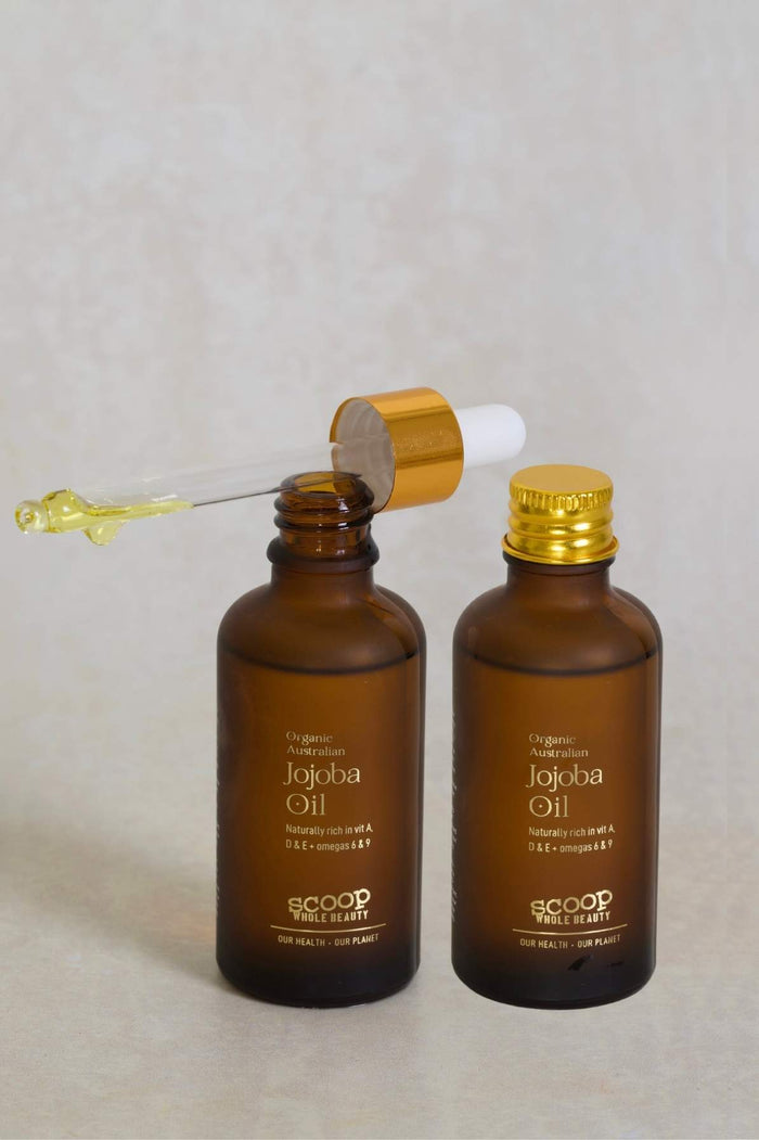 Organic Jojoba Oil + Refill Bottle - Scoop Whole Beauty -