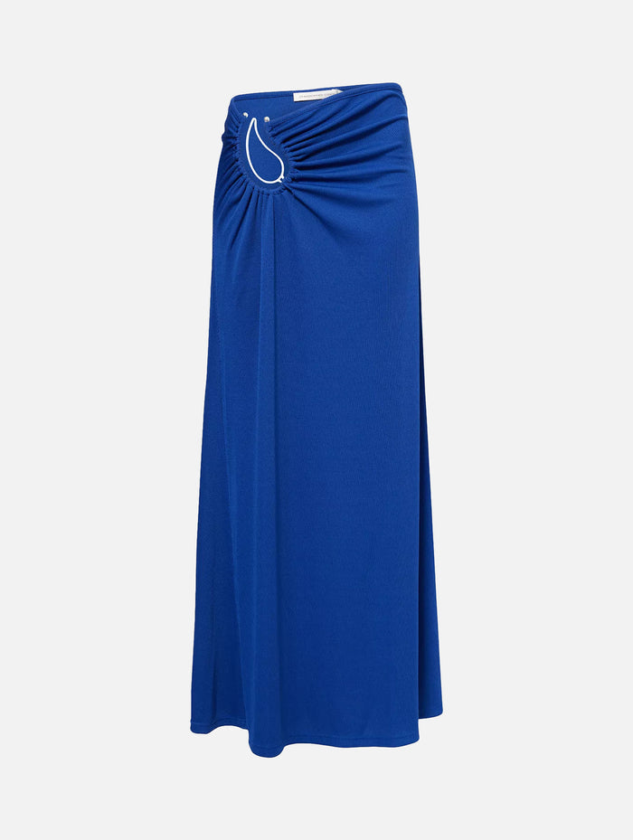 Paisley Ruched Skirt in Blue