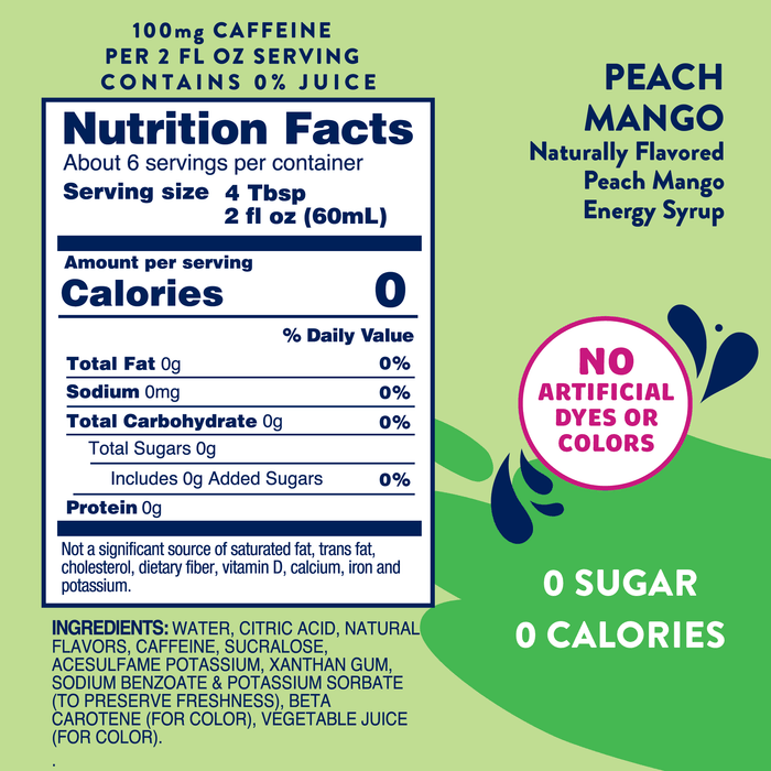Peach Mango Energy Syrup - Sugar Free