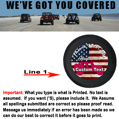 Pink American Flag Not My Husbands Topless- Personalized Spare Tire Cover