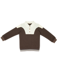 polo l/s ribbed striped trim - chocolate