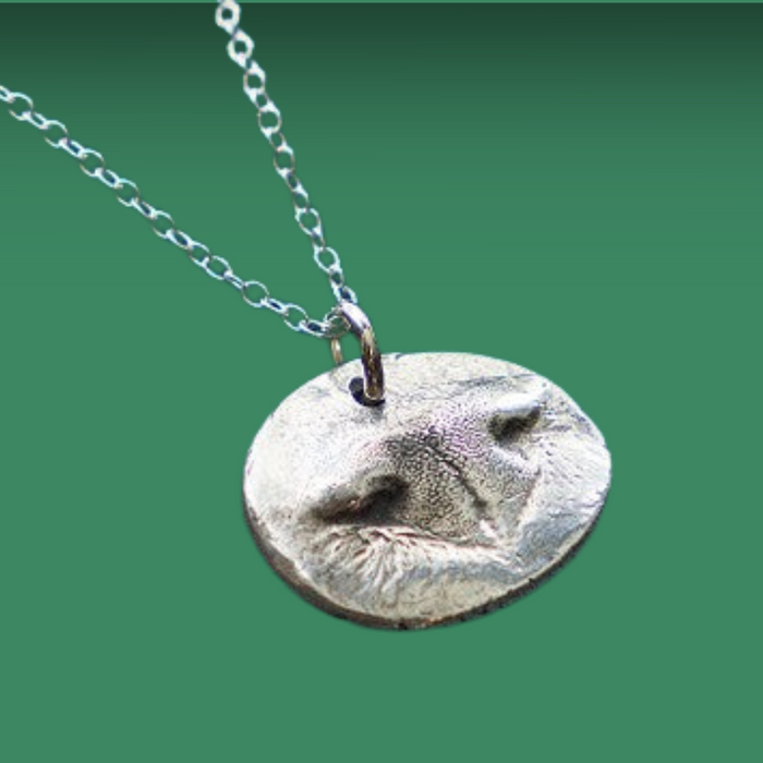 Precious Metal Prints Custom Pet Nose Print Pendant/Key Ring Silver