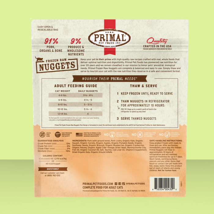 Primal Feline Pork Nuggets 3#