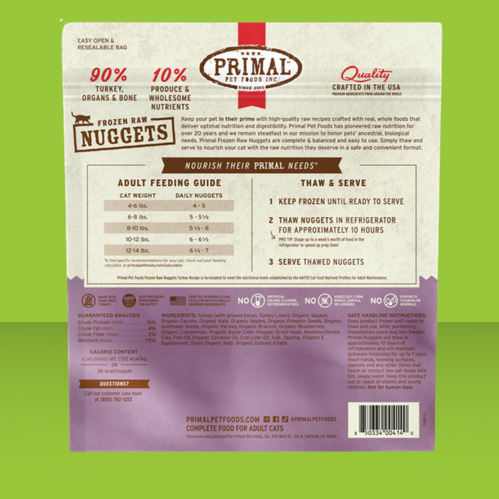Primal Feline Turkey Nuggets 3#