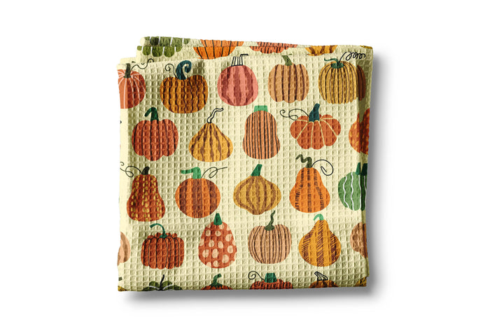 Pumpkin Patch Autumn Foliage Fall Farm Kitchen Towel Waffle
