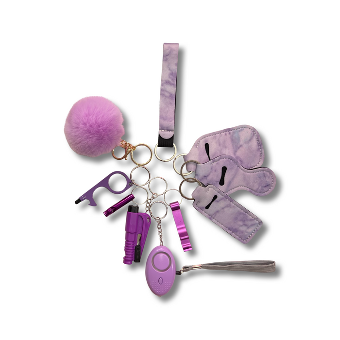 Purple Marble Self-Defence Keychain