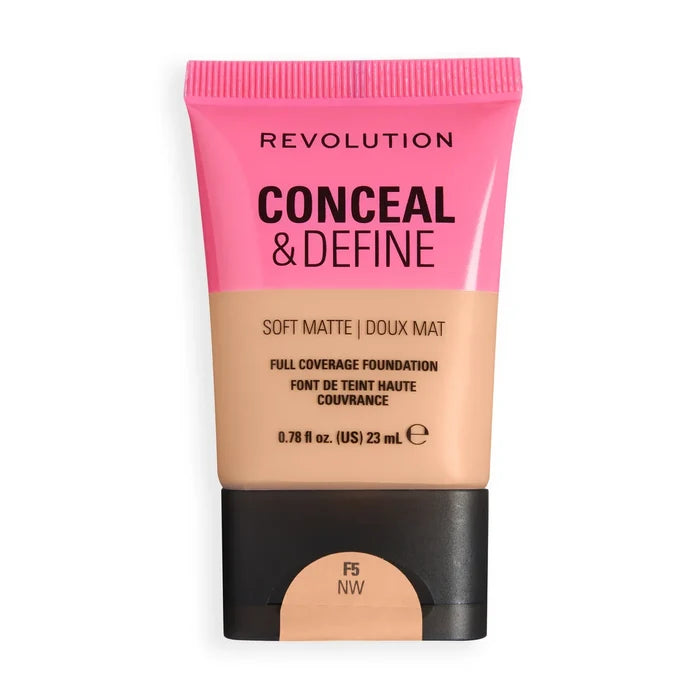 Revolution Conceal & Define Soft Matte Tube Foundation F5NW 23ml