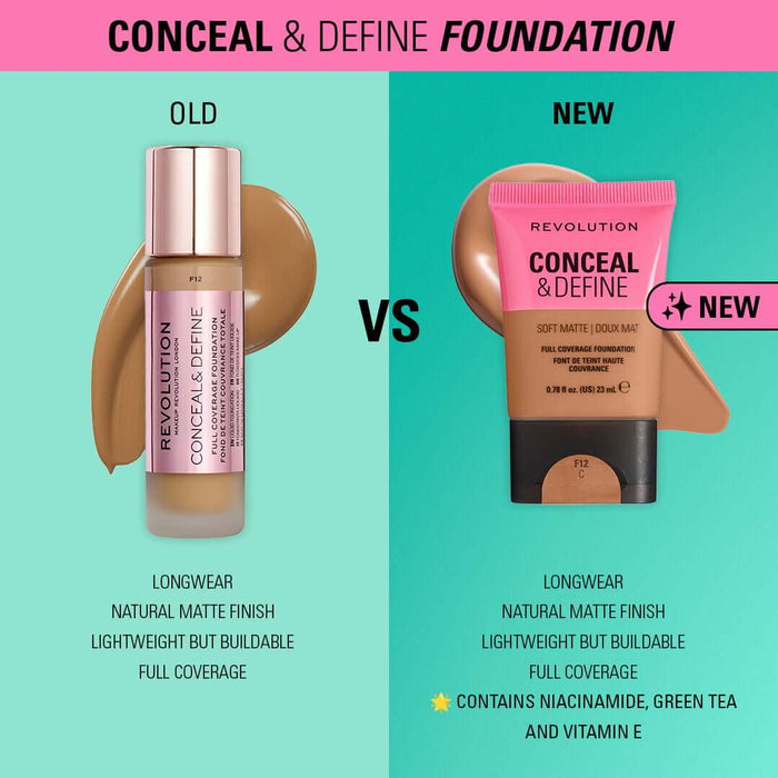 Revolution Conceal & Define Soft Matte Tube Foundation F7NC 23ml