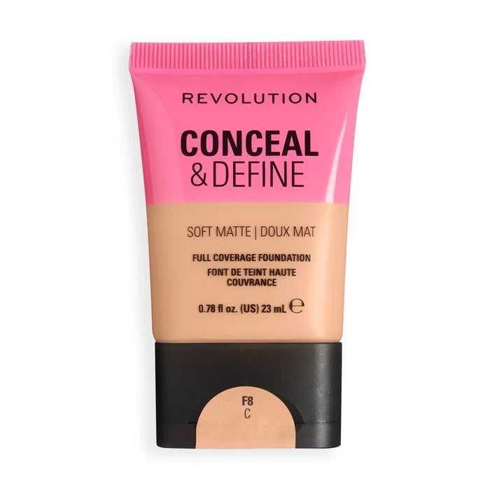 Revolution Conceal & Define Soft Matte Tube Foundation F8C 23ml