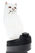 White High Nermal cat borosilicate Peak top mounted on device base, printed face details and clean silhouette view