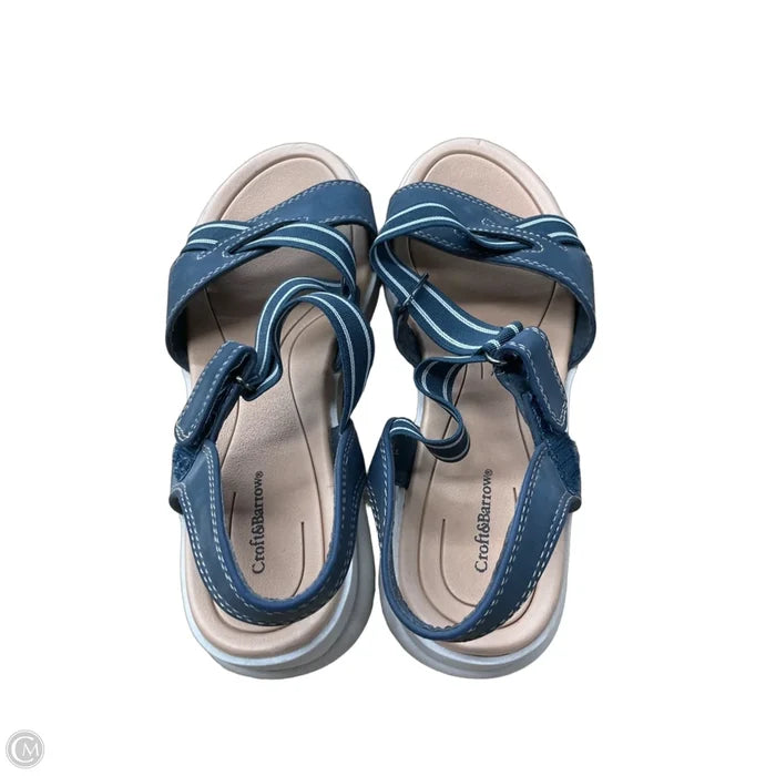 Sandals Flats By Croft And Barrow In Blue & Tan, Size: 6