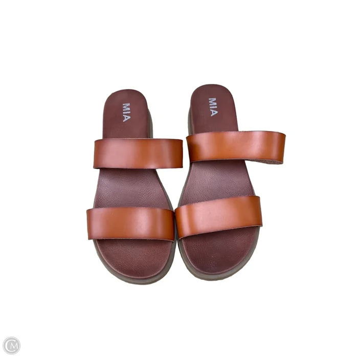 Sandals Flats By Mia In Brown, Size: 12