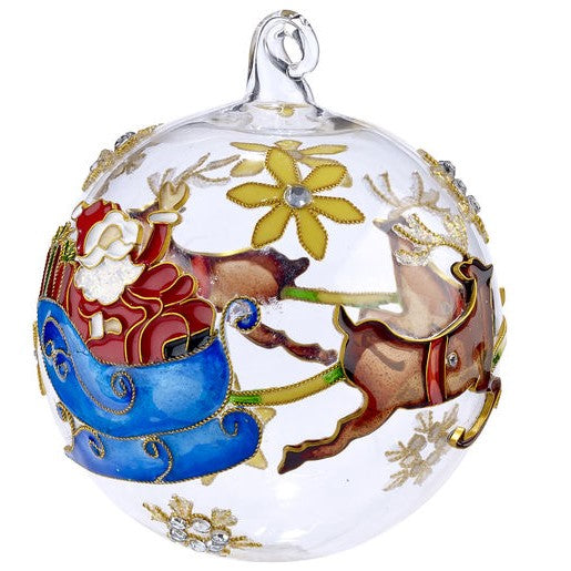 Santa Glass Ball Ornament