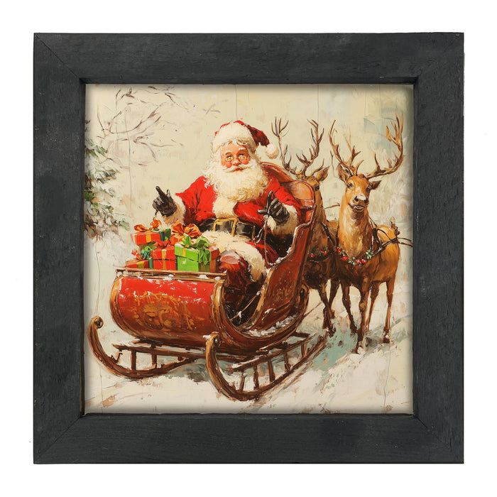 Santa in Sleigh - Framed Art
