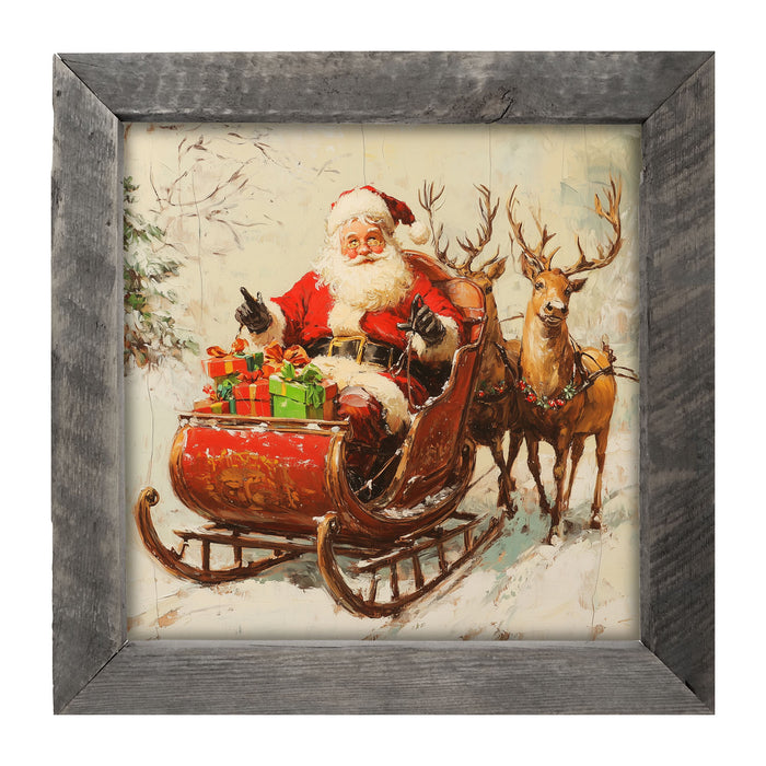 Santa in Sleigh - Framed Art