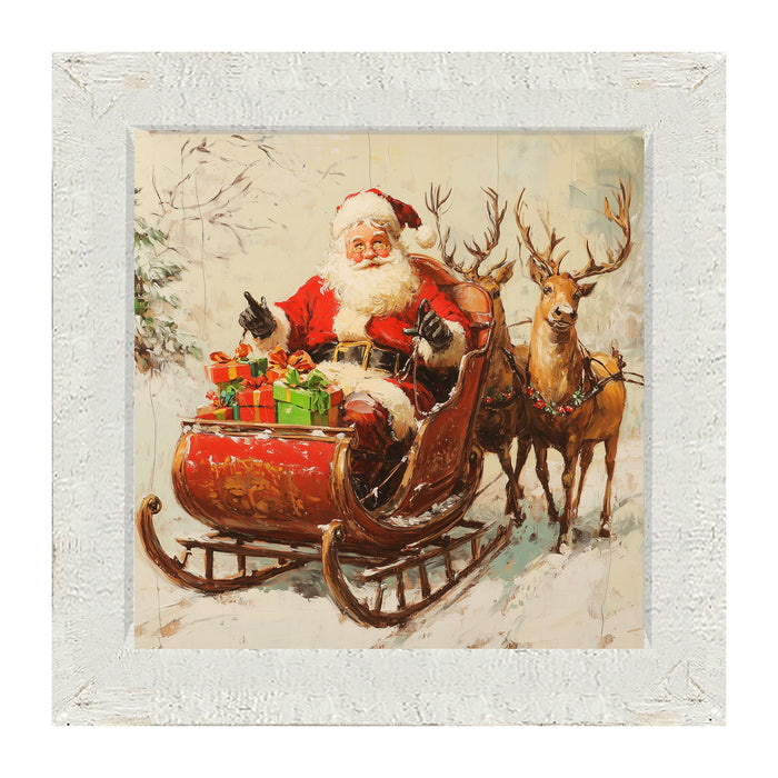 Santa in Sleigh - Framed Art