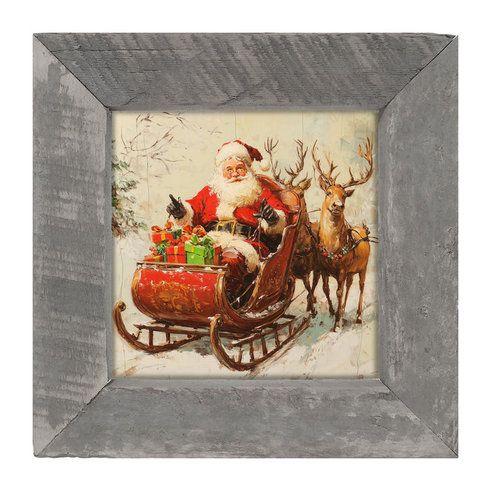 Santa in Sleigh - Framed Art