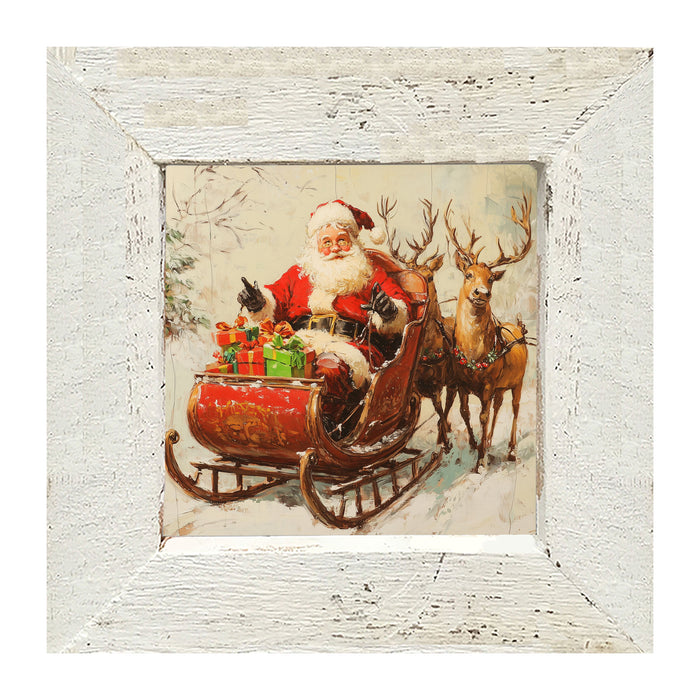 Santa in Sleigh - Framed Art
