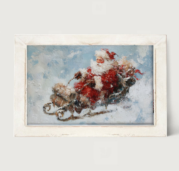 Santa on Sleigh in the Snow