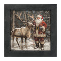 Santa Standing with Reindeer - Framed Art