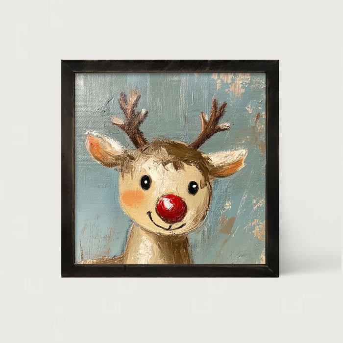 Santa's Red-Nosed Reindeer - Framed Art