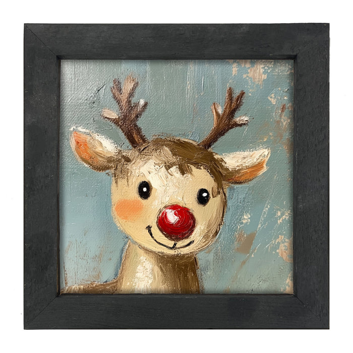 Santa's Red-Nosed Reindeer - Framed Art