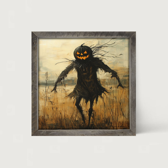 Scary Scarecrow in Field - Framed Art