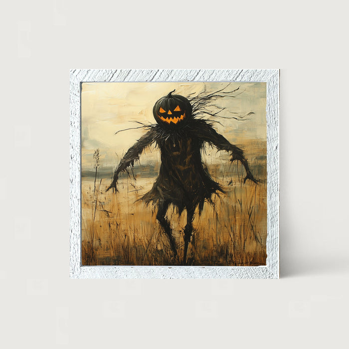 Scary Scarecrow in Field - Framed Art